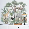 壁のステッカーキッズルーム用の大きなジャングル動物少年の部屋の寝室の装飾タイガーガイラフの壁紙ポスター