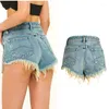 Dames shorts Luxury Rhinestone lovertjes Tassel Denim Women 2023 Zomer Fashion Low Taille Jeans Korte broek Vrouwelijke zakken Hole