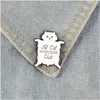 Pins Brooches White Cat Enamel Pins Fat Kitten Badges Custom Pastel Lapel Pin Denim Shirt Cartoon Cute Animal Club Jewelry Gift Dro Dhgxe