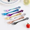 Ensembles de vaisselle Snack Scoop Petit Acier Inoxydable Style Européen Sculpté Coloré Long Manche Cadeau Dessert Cuillères À Café Vaisselle