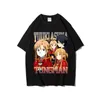 Herren T-Shirts Sword Art Online Washed Shirt Mode Hochwertige T-Shirts mit kurzen Ärmeln Übergroßes Hip Hop Streetwear Baumwoll-T-Shirt