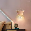 Luminárias pendentes Luminária de coroa para quarto infantil decorativa com luz suspensa led para berçário estudo quarto decoração aconchegante para casa