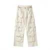 Pantalon Homme Street Pop Blanc Multi Poche Harajuku Lâche Détendu Pantoufles Droites Automne 230718