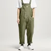 Mannen Jeans Relaxed Fit Eend Bib Algehele Rekbare Jumpsuits Voor Mannen Velours Jumpsuit Hang Nek Netto Garen Splicing wijde Pijpen