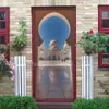Vägg klistermärken arabisk stil dörr klistermärke självhäftande tapeter vardagsrum sovrum dekor muslin dekal täcke hem design dekoration 230717