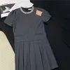 23 Summer Women Designer Dress Tee Shirts Dresses With Letter Pattern Girls Milan Runway Jersey Tank Top A-Line Pärlor Pleated Dress High End Mini Designer Dresses