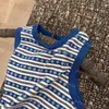 Colete feminino de malha de grife camiseta regata listrada bordada colete esportivo de malha respirável
