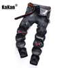 Jeans da uomo Kakan Nostalgic Straight Tube Europeo e americano Torn Hole Cut Rag Patch Stretch Uomo K029704 230718