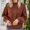 Women's Sweaters Women's Knit Sweater Autumn Winter Female's Half Turtleneck Long Sleeve Solid Casual Twisted Flower Crocheting Pullover Shirts L230718