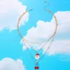 Collane con ciondolo Lovely Snowman Chrrry Necklacer RedSanta Claus Multilayer Maglione Catena Gioielli natalizi per le donne 13962