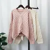 Women's Sweaters Lazy Oaf Fashion Loose Sweater For Women Beige Color V-Neck Oversize Streetwear Lady Pullovers Jumpers Clothes