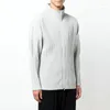 Heren Jassen Miyake Issey Homme Plisse Kraag Sport Casual Jas Jas High Street Losse tweekoppige Rits Geplooide Tops