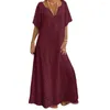 Casual klänningar Fantastisk sommarspetsklänning Elegant V Neck Korean Long Vestidos sundress 2023