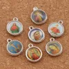 200pcs / lot Médailles de l'église religieuse catholique en émail Saints Spacer Charm Perles 14x11 4mm Pendentifs en argent antique L1706270l