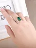 Cluster Rings Emerald Crystal For Women 925 Sterling Silver Uxury Jewelry 2023 Ring Girl Wedding Engagement Undefined Sale