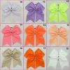 8 Inch Large Plain Solid Cheerleading Ribbon Bows Grosgrain Cheer Bows Tie kids Elastic Band Girls Rubber Band Accessories M1116