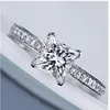 CloseWhole - Taglia 4-11 Princess cut 1ct Topaz Gioielli di lusso Pietre preziose di diamanti simulati Wedding Engagement Band Finger240D