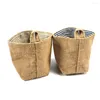 Paniers de rangement Jute coton lin sac panier de bureau poche suspendue petit sac divers boîte avec poignée cosmétique