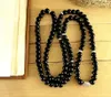 Strand 108 Bracelet Onyx Noir Mat Collier Yoga Homme Wrap Bouddhiste Méditation Bijoux Cadeau