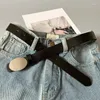 Bälten Original Design Simple Plain Cow Leather Jeans Belt vuxen unisex midja lyxig metallspänne i midjeband kvinnor män cowhide