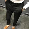 Ternos Masculinos Estilo Britânico Homens Negócios Casual Vestido Calça Cinto Design Slim Calça Formal Escritório Social Casamento Terno Calça W22