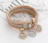 3 stks/set Elastische Kristallen Armband Diamanten Hart Kroon Levensboom Schedel Vlinder Bedelarmband Bangle Manchet Sets Sieraden Epacket Schip