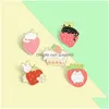 Broches Broches Doux Dessin Animé Mignon Fruit Émail Pins Couleurs Mode Stberry Chat Lapin Pour Femmes Bijoux Revers Vêtements Sacs Drop Deliv Dhsjv