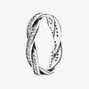 REAL 925 Sterling Silver Wedding Ring Present smycken med originalbox för Pandora Sparkling Ed Lines Par's Ring för WO213W