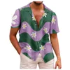 Camisas de vestir para hombres Elegante estampado 3d Verano Casual Camisa de manga corta con botones Moda Cómoda Suelta con blusas de bolsillo