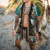 Męskie dresy letnie Hawajskie z nadrukiem krótkiego rękawu przyciski plażowe ulice zwykłe 2cece S4XL 230718