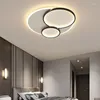 Luzes de teto modernas para quarto redonda lâmpada inteligente com controle remoto dourado sala de estar loft banheiro lustre decoração