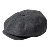 Newsboy Hats Jangoul Newsboy Caps News Fashion Män Wool Blend Flat Cap 8 Pane Hat Driving Hats med Button Front Gatsby Cap för Male HKD230718