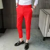Herrenanzüge Hochwertige Business Casual Slim Anzughose im britischen Stil Kleine Füße Neun-Punkt-Hose Einfarbig All-Match 29-36