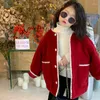 Jackets Baby Coat Lamb Wool Fleece Cotton Padded Round Neck Winter Clothes For Girls Kids Jacket Red Cardigan Button Toddler 3 To 8 Yrs