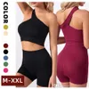 Womens Tracksuits Bra Underwear Two Piece Outfits Rib Sports Fitness One Shoulder Beauty Vest Comfortable Casual Suit