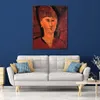 Female Figure Abstract Canvas Art Head of Red-haired Woman Amedeo Modigliani Painting Hand Painted Artwork Bedroom Decor