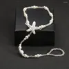 Bracelets de cheville 1PC à la mode perle étoile de mer cheville chaîne plage pieds nus sandale cheville pour femmes perlé anneau d'orteil mariage pied bijoux cadeau