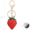 Keychains Fashion Strawberry Modeling Crystal Keychain Women Key Ring Normal Size Holder Accessory CH3517