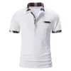 Men's Polos 2023 Summer Short Sleeve Basic Lapel Pullover Polo Shirt Mens Plaid Color Blocking Fir Casual Sports Tshirt Top 230717