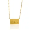 Łańcuchy Symbol ze stali nierdzewnej Symbol Square wisiorek moda wodoodporna metalowa złota plastowane choker modny prezent biżuterii