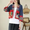 Ethnic Clothing 2023 Spring And Summer Women Splicing Design Cotton Linen Top Loose Chinese National Style Short Retro Fashion Coat S439