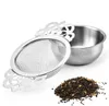 Empress Tea Strainers with Drip Bowls, Mesh Tea Infuser Stainless Steel Loose Leaf Tea Filter with Double Winged Handles JL1611