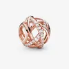 Charms in argento sterling 925 con diamanti in oro rosa 18 carati Fit originale perline europee Bracciale fai da te Fascino pandora Accessori per gioielli di moda260R