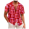 Camisas de vestir para hombres Elegante estampado 3d Verano Casual Camisa de manga corta con botones Moda Cómoda Suelta con blusas de bolsillo