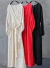 Robes décontractées Vintage col en V profond femme Robe 2023 printemps été solide à manches longues Robe taille à lacets femme coton lin Style chinois