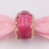 Andy Jewel Contas de Prata Esterlina 925 Feito à Mão Trabalho de Lamparina Rosa Murano Folhas de Vidro Charme Charms Encaixe Estilo Pandora Europeu Jóias B2600