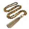チェーンナチュラル6mmピクチャーJ-Asper Mala Healing Necklace Hand Knotted 108 Tassel NecklacesJapa Yoga Jewelry Gift