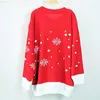 Kobiety swetry Fitshinling List Świąteczny brzydki sweter Kobiety moda zima Pull Femme Snowflake Red Jumper Bloods 2022 Pullover Sale L230718