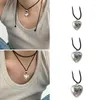 Collane con ciondolo F19D Goth Love Heart Clavicola Catena Donna Ragazze Matrimonio Gioielli Festa Regalo di compleanno