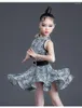 Bühnenkleidung Samt mit langen Ärmeln Latin Dance Kleid für Kinder Mädchen Wettbewerb Ballsaal Kinder Tango Salsa Dancewear Praxis